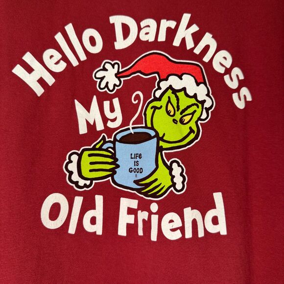 LIFE IS GOOD women's size XL "Hello Darkness my old Friend" grinch Christmas top - Picture 11 of 11